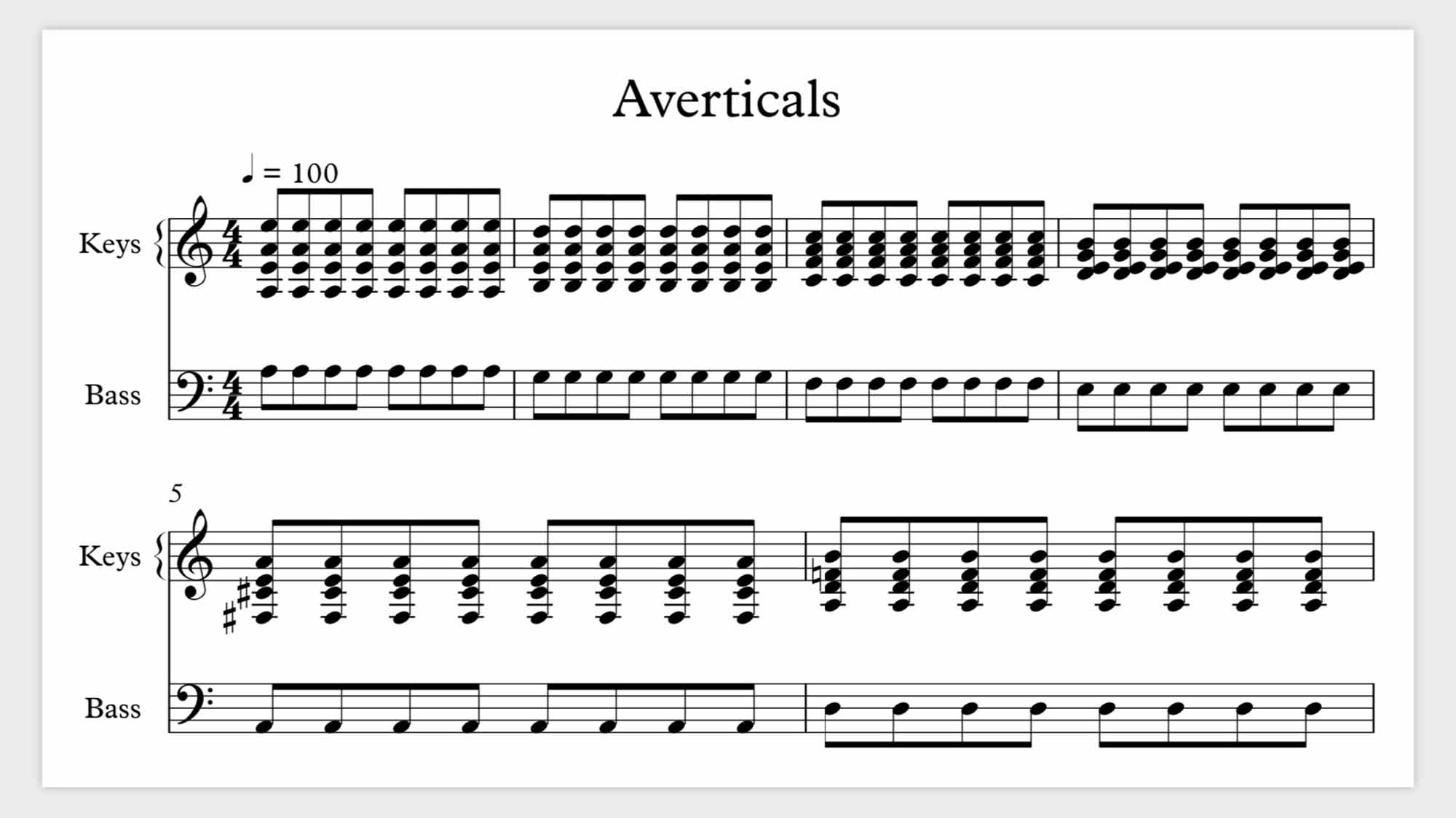 Averticals: Front Ensemble Mallet Keyboard Exercise.