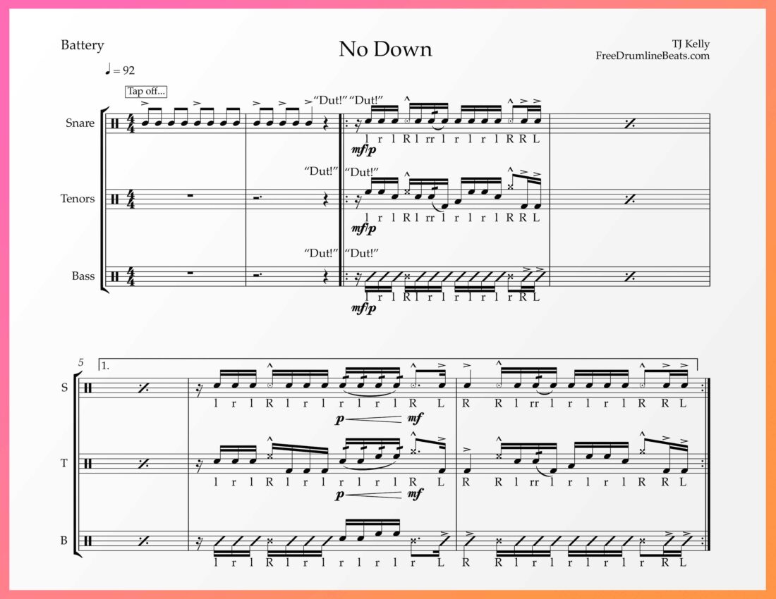 "No Down" Drumline Groove Screenshot.