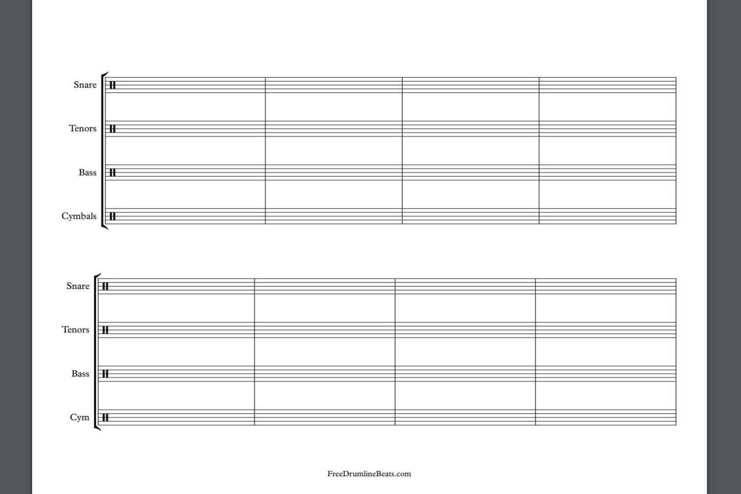 Blank Drumline Sheet Music: 30+ FREE Download &amp; Print Templates - Free ...