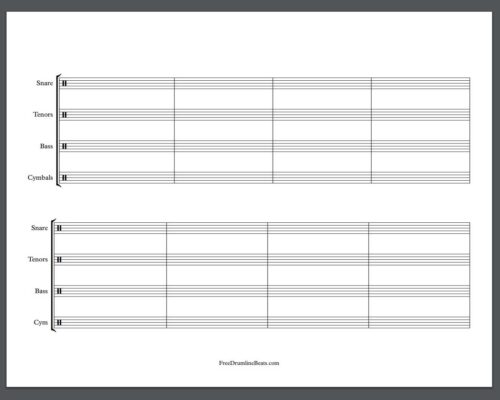 Blank Drumline Sheet Music.