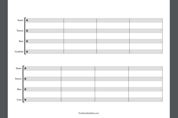 Blank Drumline Sheet Music.