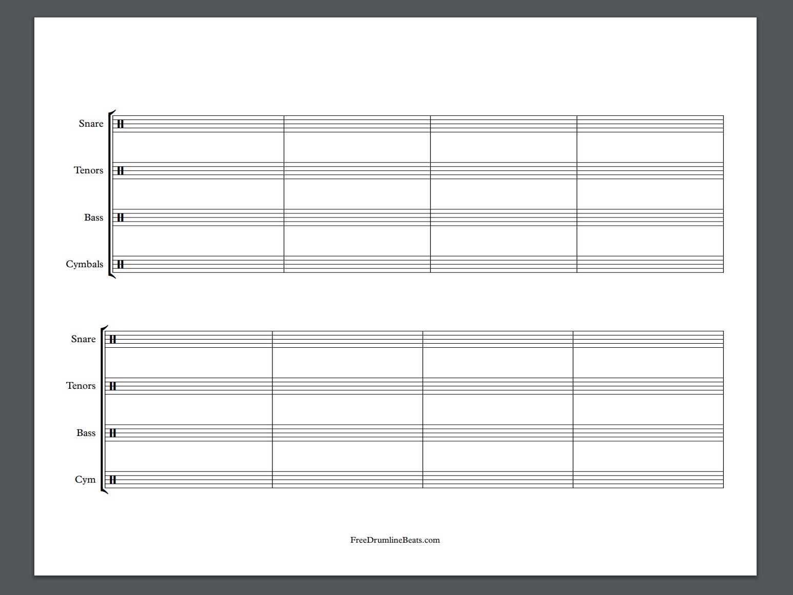 Blank Music Staff Paper PDF – Tim's Printables