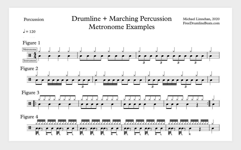 Drumline + Marching Percussion Metronome Examples.