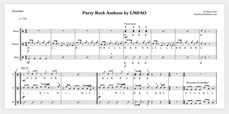 Party Rock Anthem by LMFAO for Drumline.