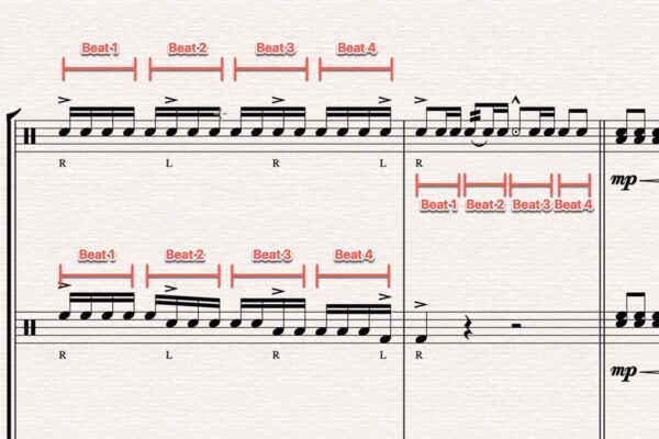 Sibelius Drumline Hack #5: 1-Beat Beam Groups.