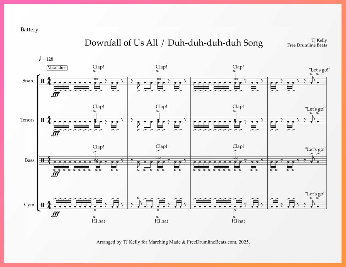 Downfall of Us All for Drumline - Free Drumline Beats.