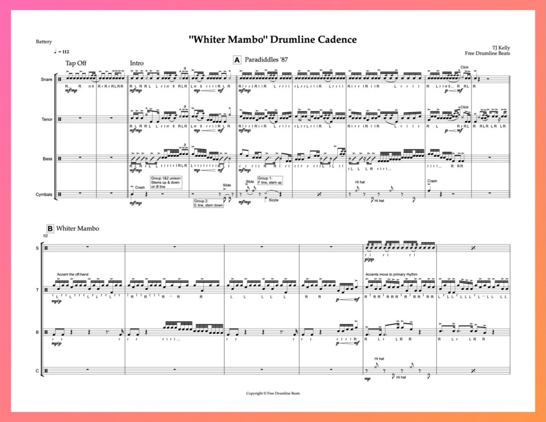 Free Drumline Cadence - Whiter Mambo by Free Drumline Beats.