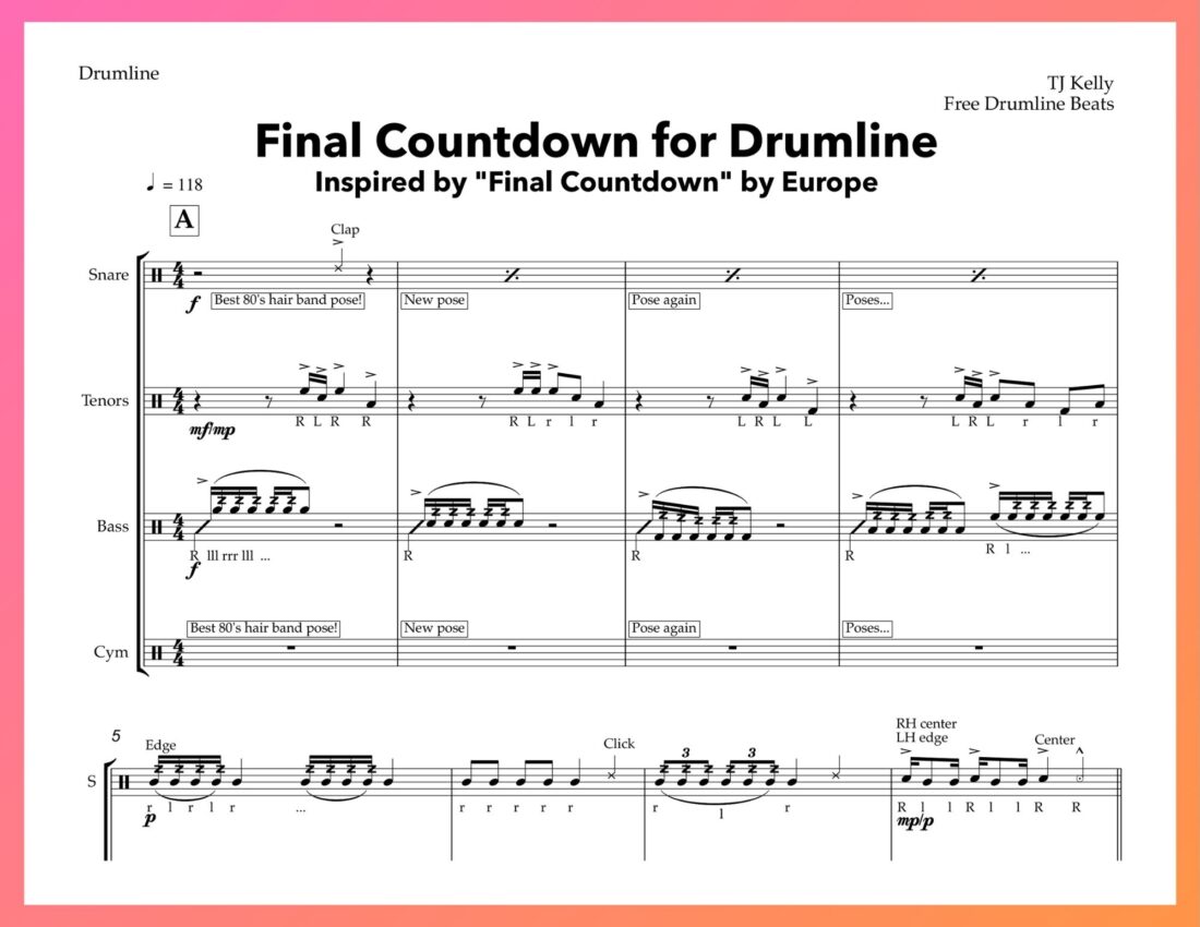Free Drumline Beats - Final Countdown by Europe.