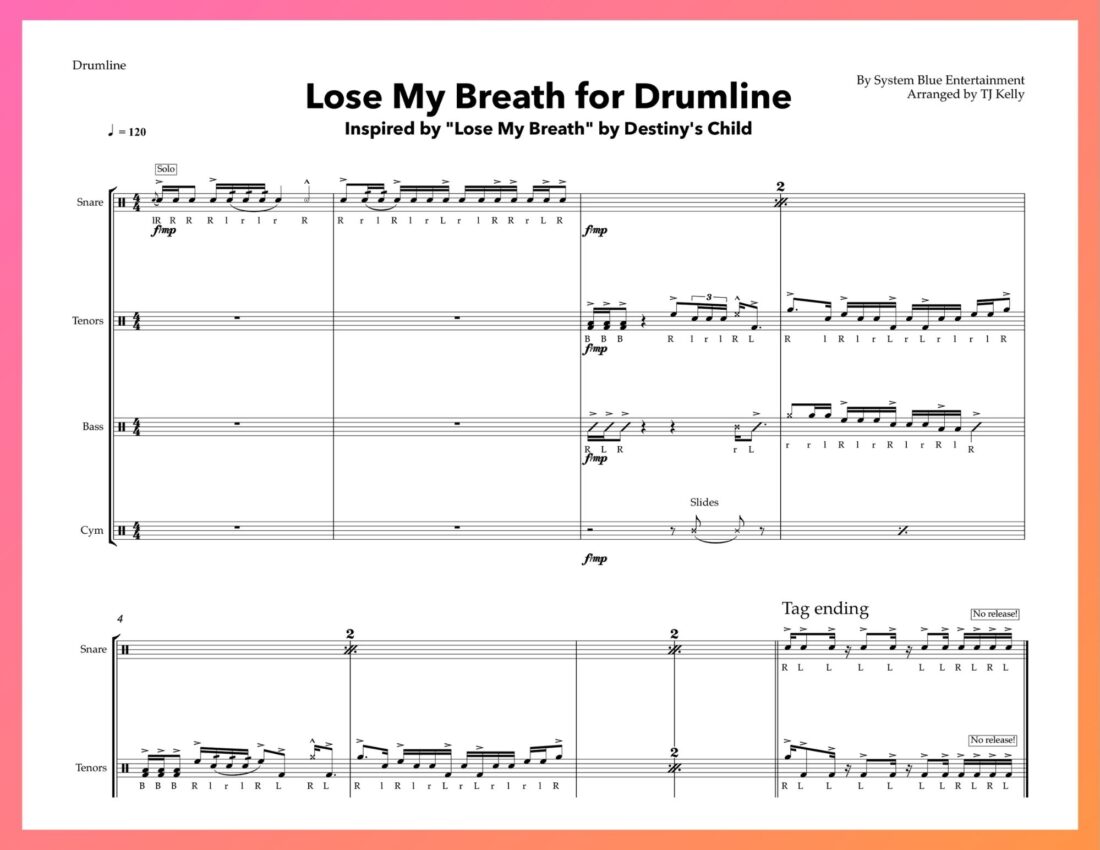 Free Drumline Beats - Lose My Breath by Destiny's Child.