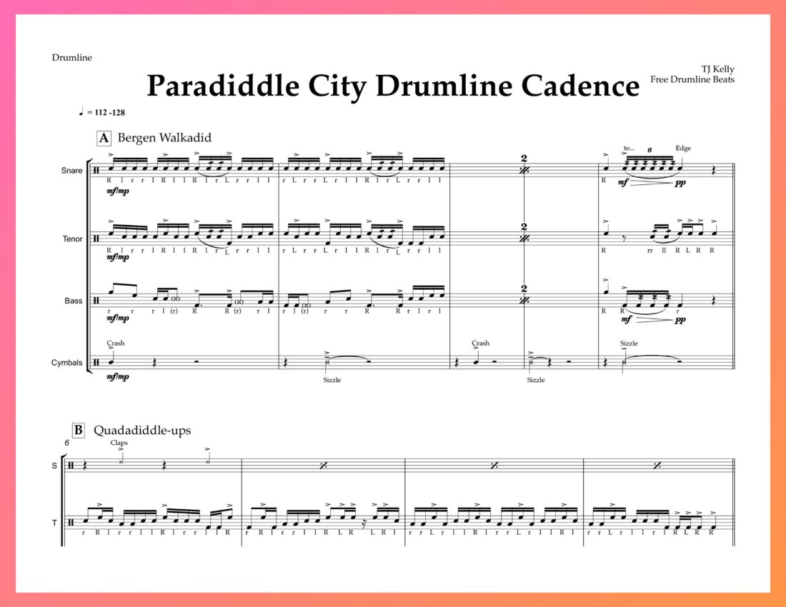 Free Drumline Cadence - Paradiddle City by Free Drumline Beats.