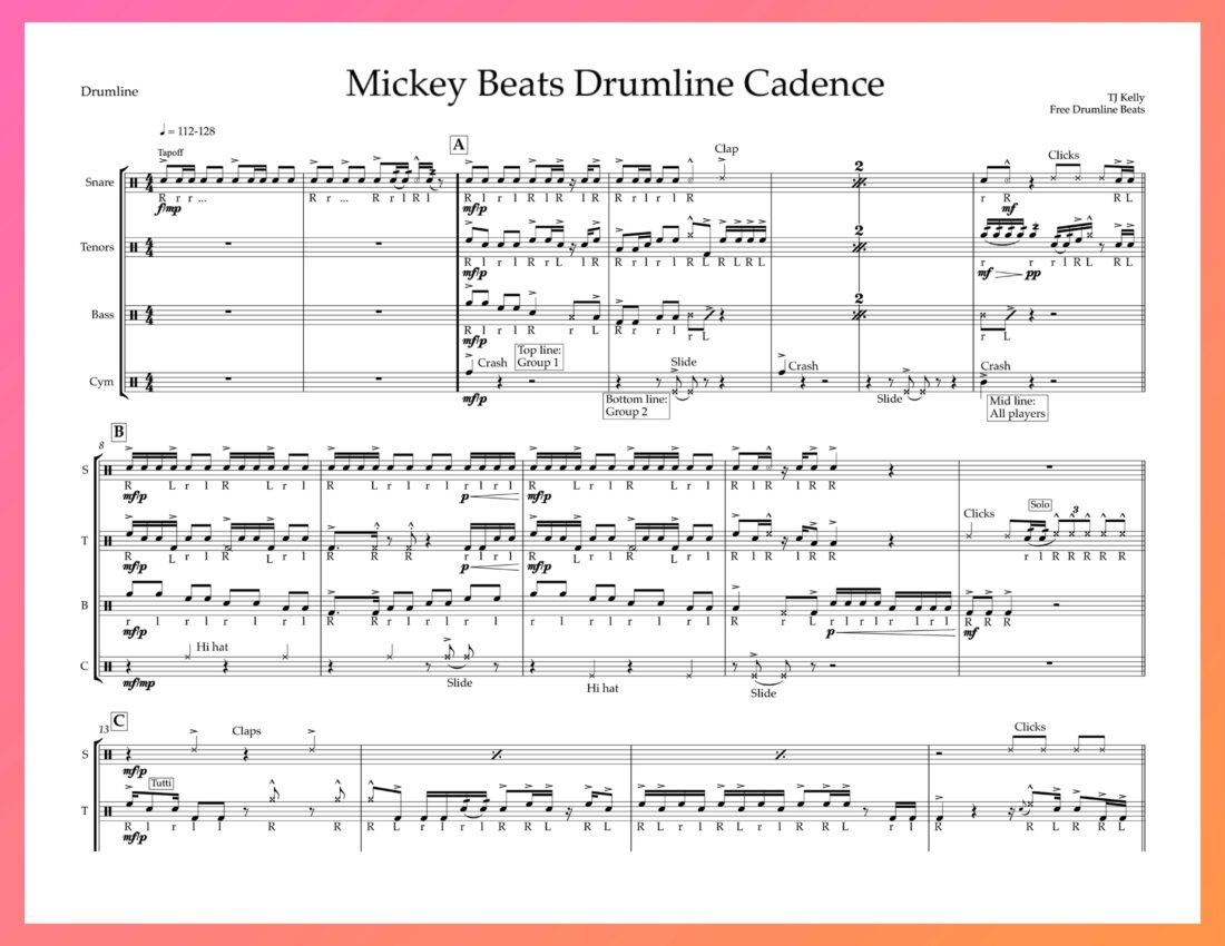 Free Drumline Cadence - Mickey Beats.