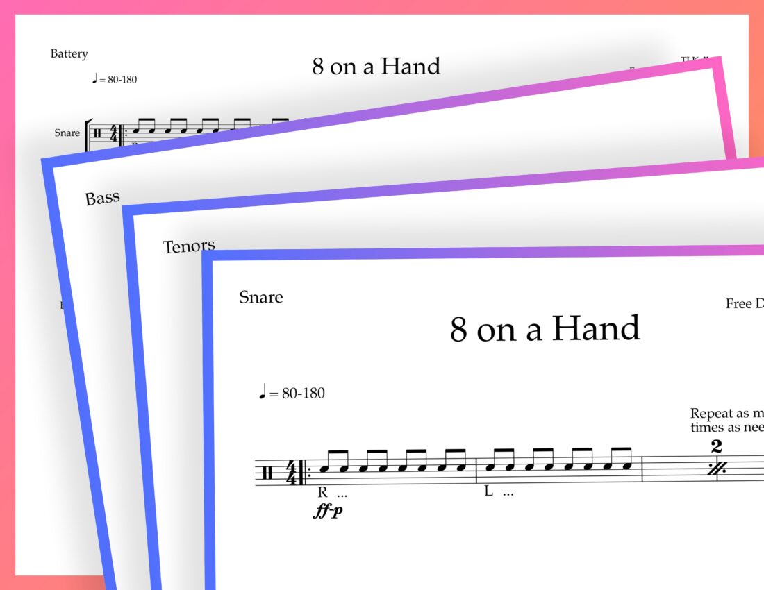 Free Drumline Warmup Exercise: 8 on a Hand.