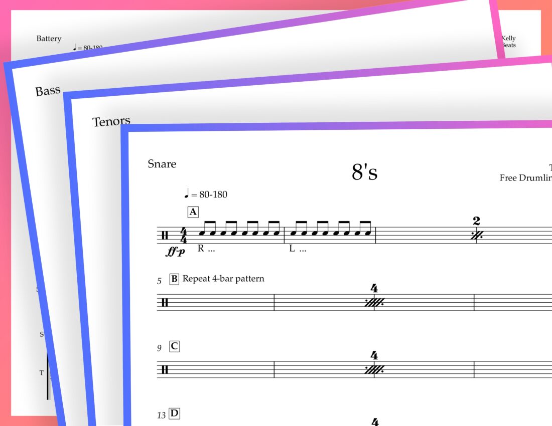 Free Drumline Warmup Exercise - 8s - Edu Pack Preview