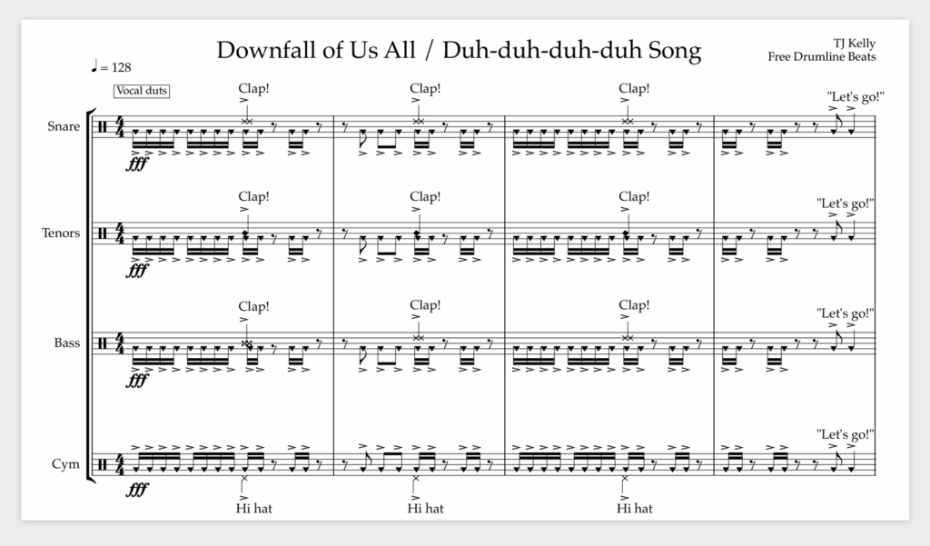 Downfall of Us All for Drumline - Free Drumline Beats.